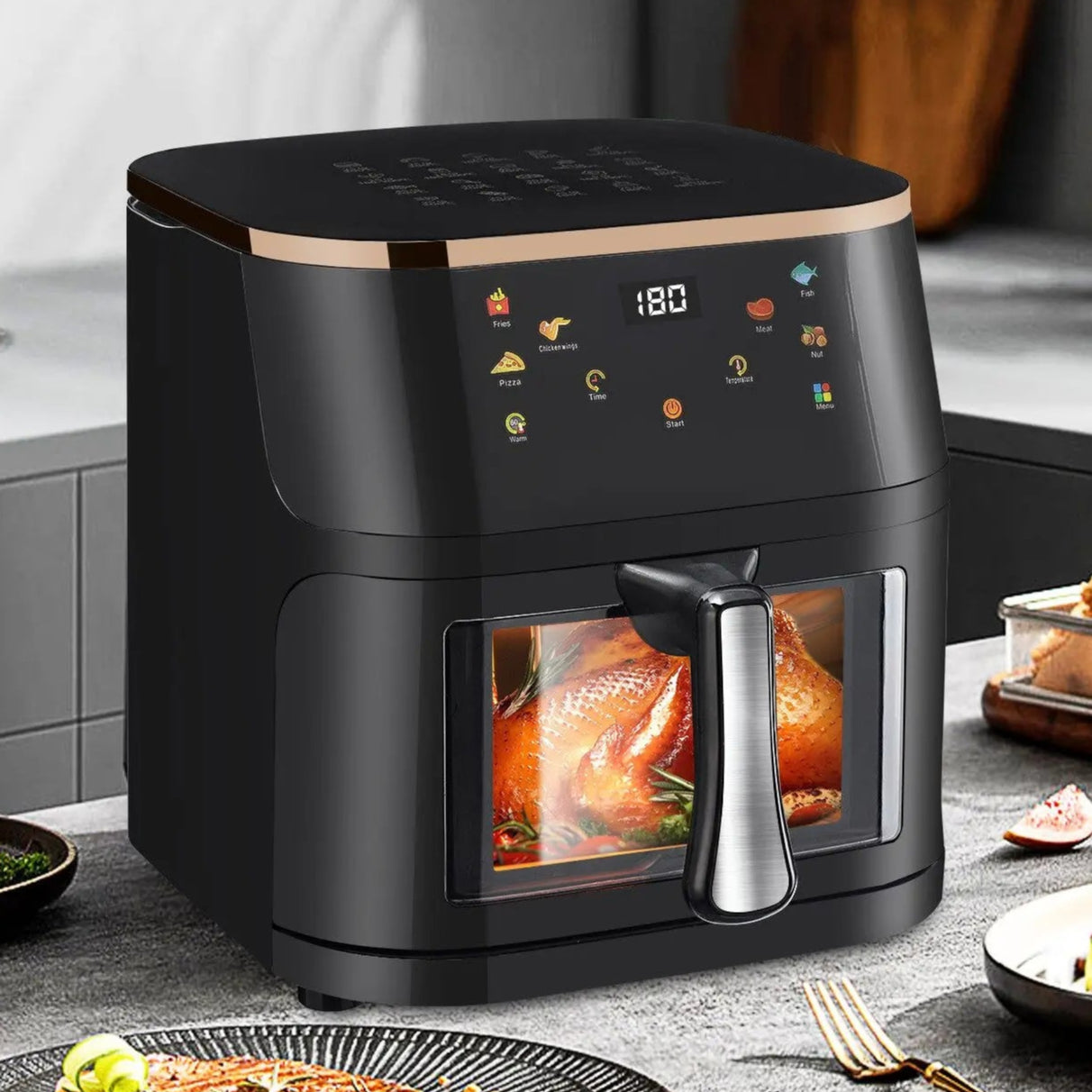 Friteuse à Air Numérique 9L avec Écran Digital – Four Multifonction Sans Huile avec 6 Modes de Cuisson