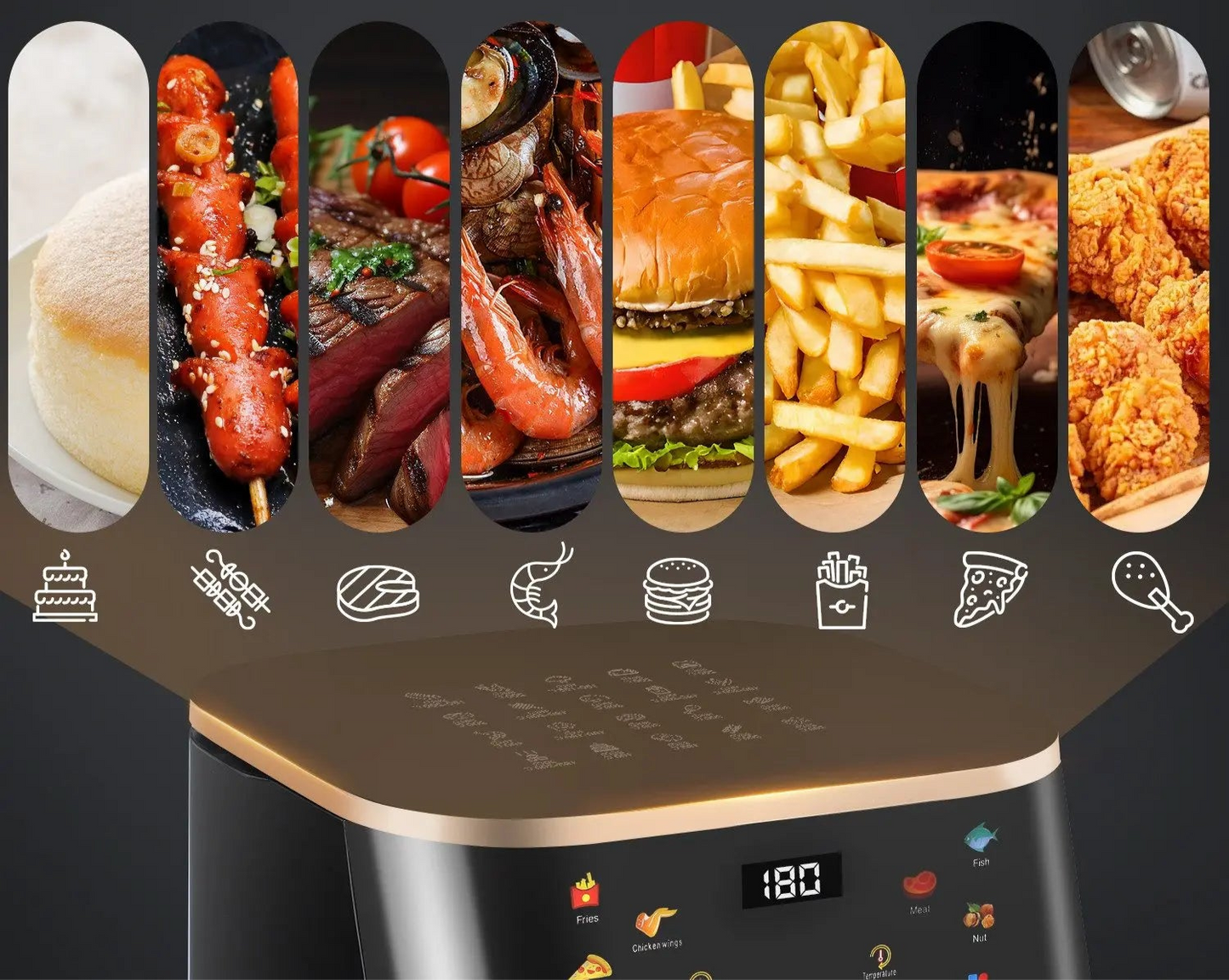 Friteuse à Air Numérique 9L avec Écran Digital – Four Multifonction Sans Huile avec 6 Modes de Cuisson